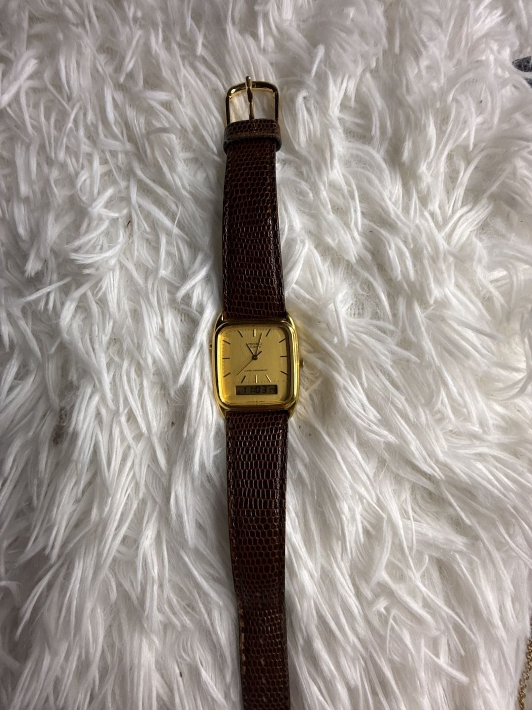 Vintage Seiko H601-5430 Alarm Chronograph Gold-Tone Analog-Digital Watch