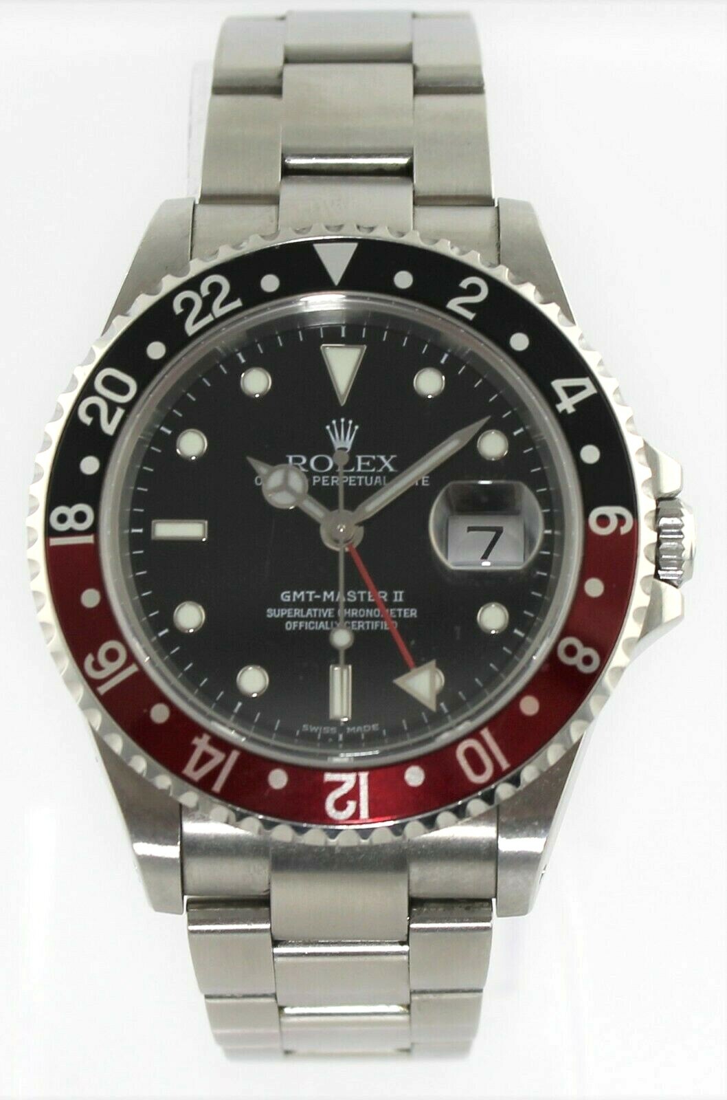ROLEX GMT MASTER II 16710 AUTOMATIC OYSTER DATE RED BLACK WATCH BOX AND PAPERS