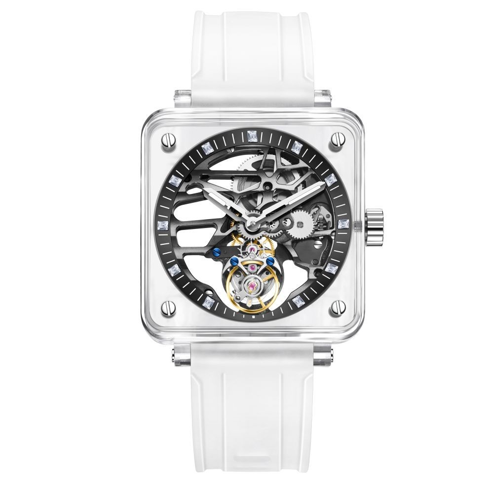 Aesop Sapphire Crystal Case Tourbillon Mechanical Man Watch Luxury Hollow 7058A