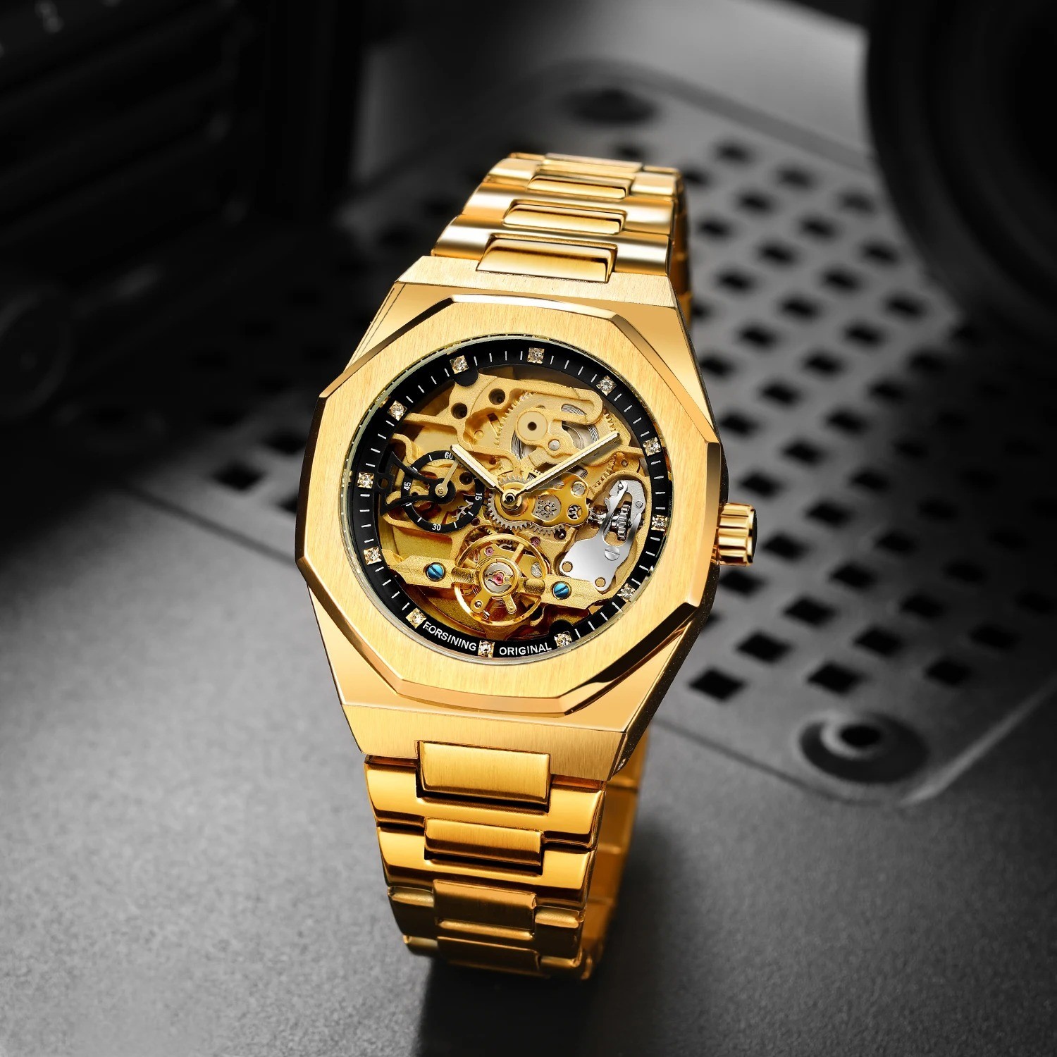 Forsining Casual Automatic Mechanical Watch for Men Luminous Hands Stainless Ste