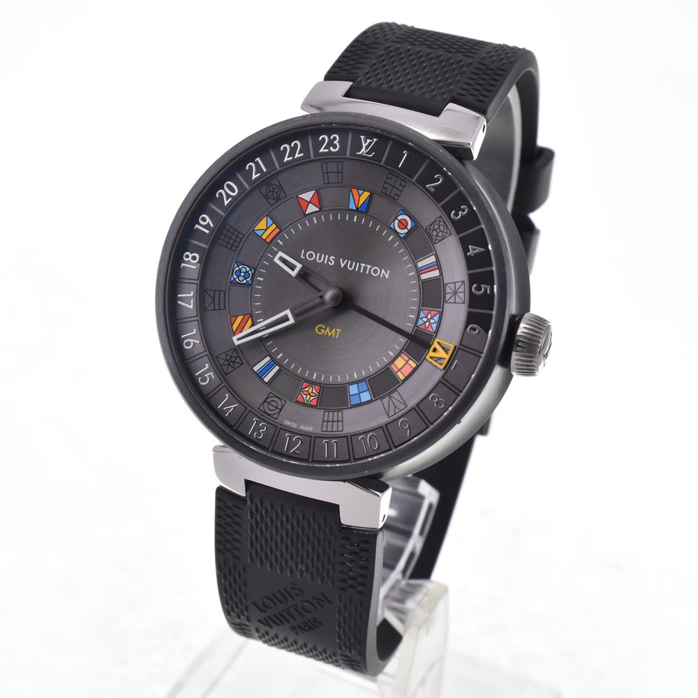 LOUIS VUITTON Tambour Moon Dual Time GMT QA097 Quartz Men’s Watch H#147781