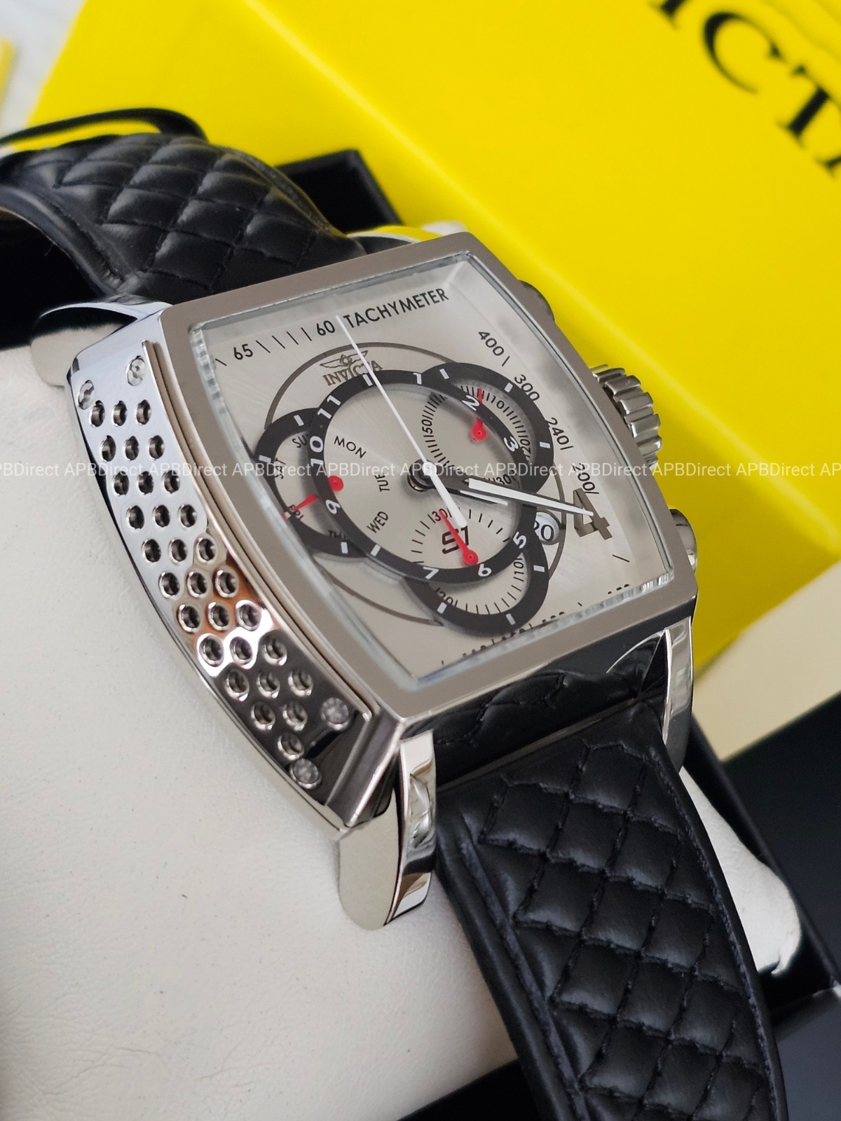 Invicta – S1 Rally – Swiss Z60 Chronograph Silver / Black Leather Mens Watch