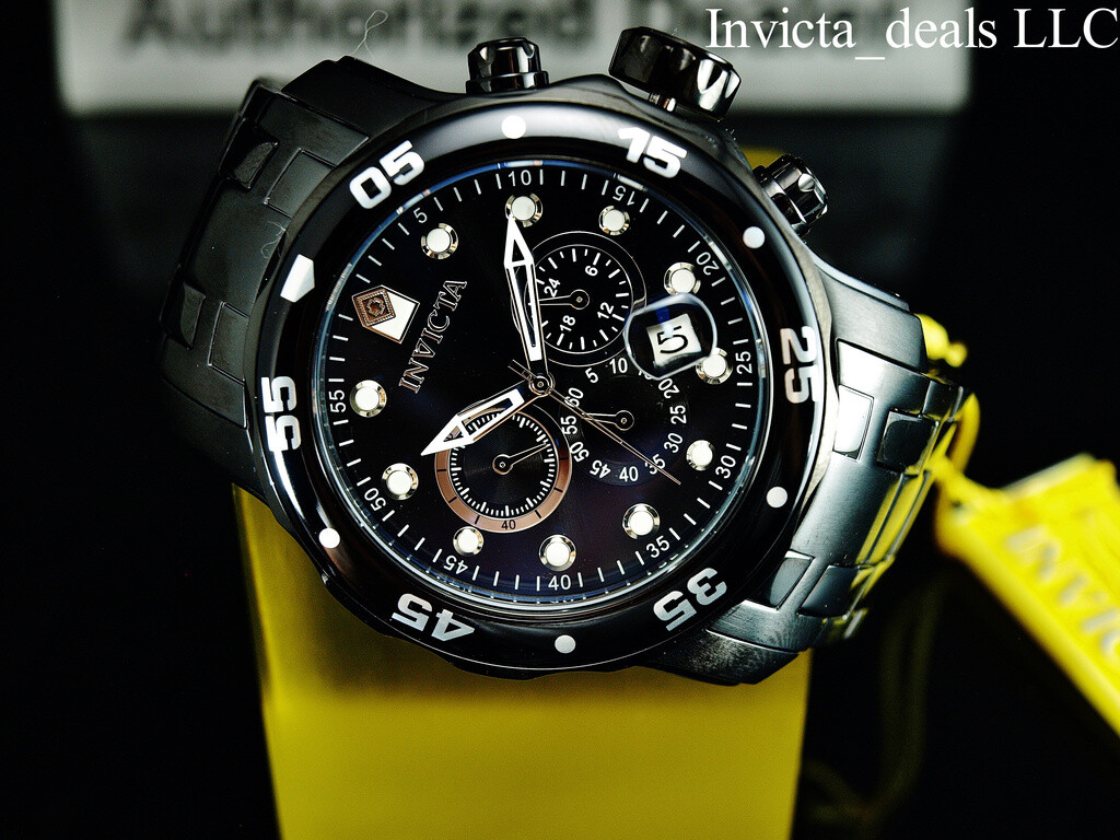 NEW Invicta Men’s 48mm Pro Diver SCUBA Chronograph COMBAT Triple Black SS Watch