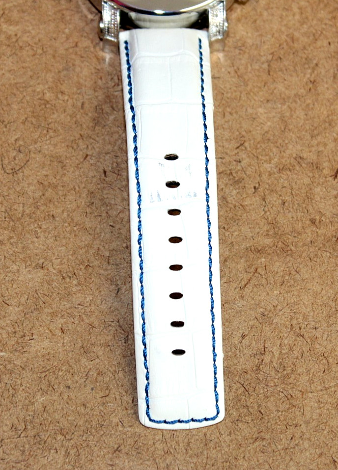 Don & Co. SS Diamond Dial White Leather Multifunction Watch R8049 [046WEI]