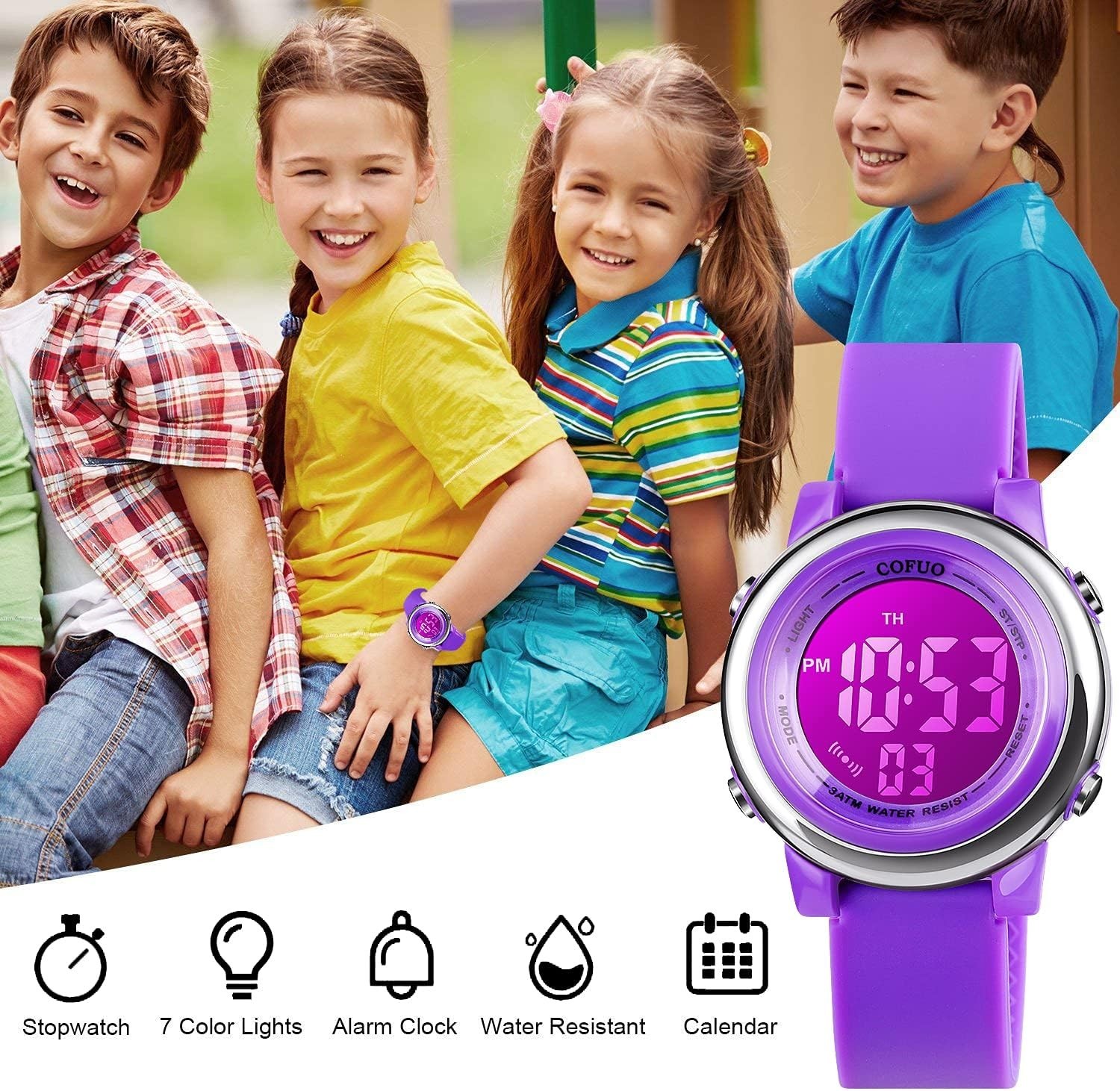 Girls & Boys Waterproof Digital LED Watch – Durable & Fun for Young Explorers