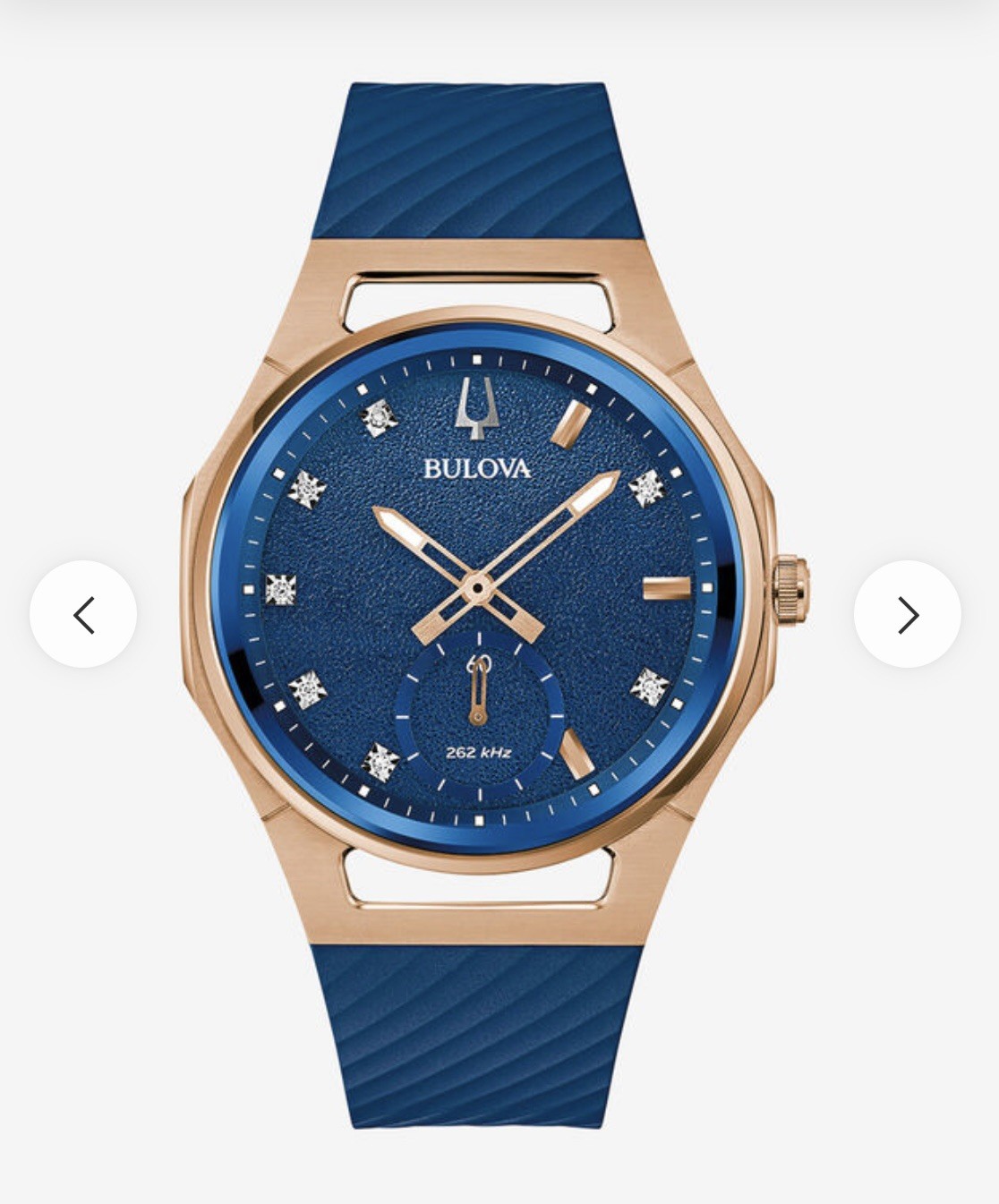 Bulova Curv Quartz Diamond Blue Dial Ladies Watch 97P174 New in box $1250 retail