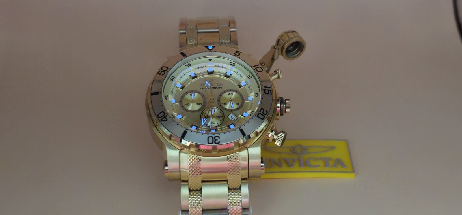 Invicta Coalition Forces Night Hawk Men’s 52mm Triple Gold Chrono Watch (49226)