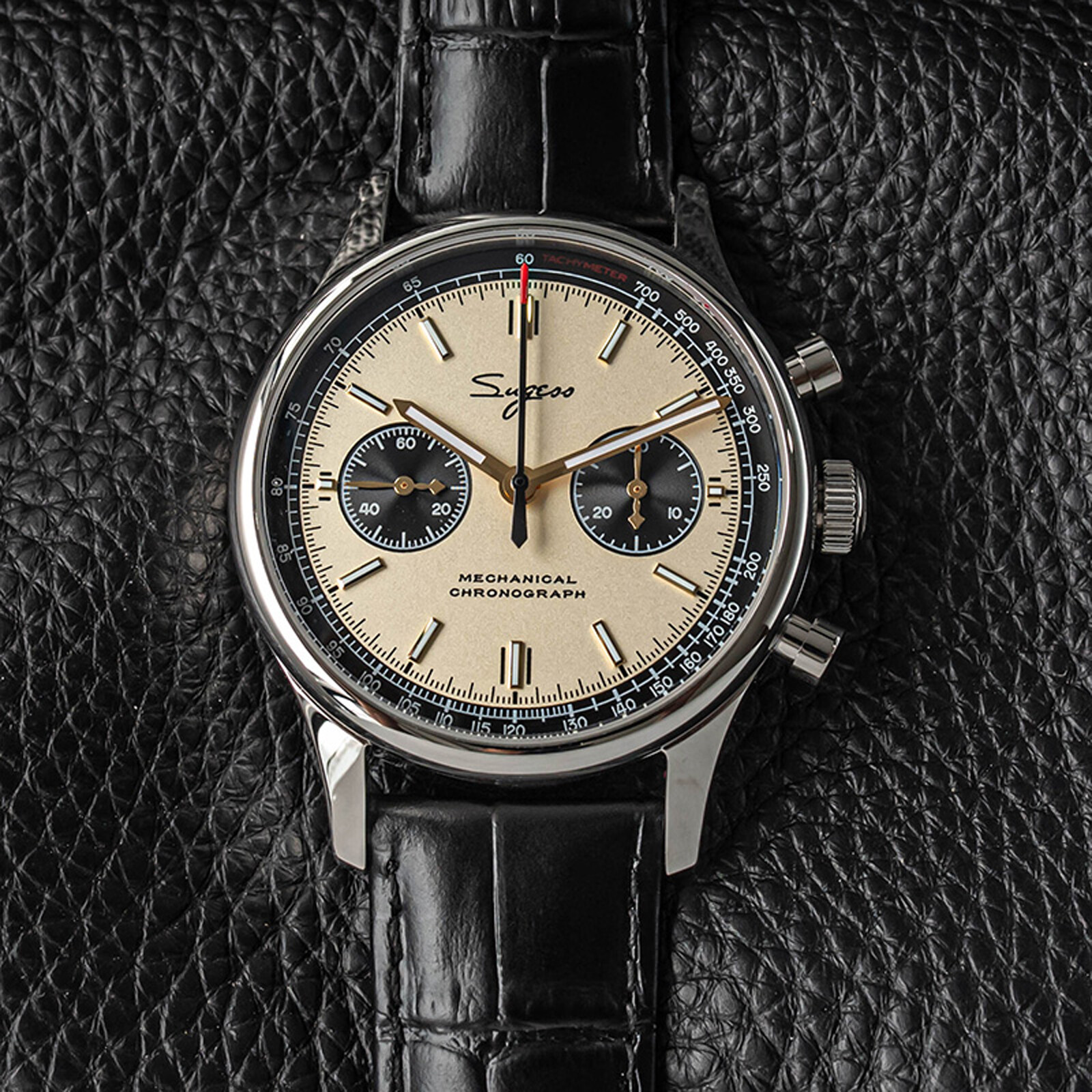 Sugess Chrono Heritage SWANNECK Panda Dial Chrono Watch SEAGULL 1963 SUPANK005SN