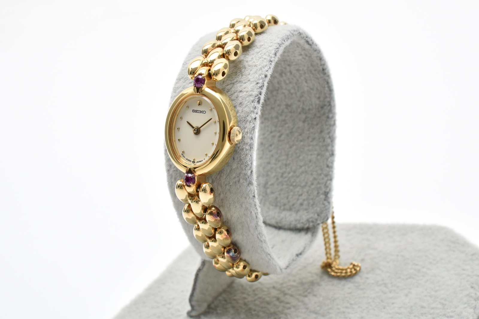 Read! Small Wrist [Exc+5] SEIKO 1E20-6140 Quartz Gold Stone Ladies Jewelry Watch
