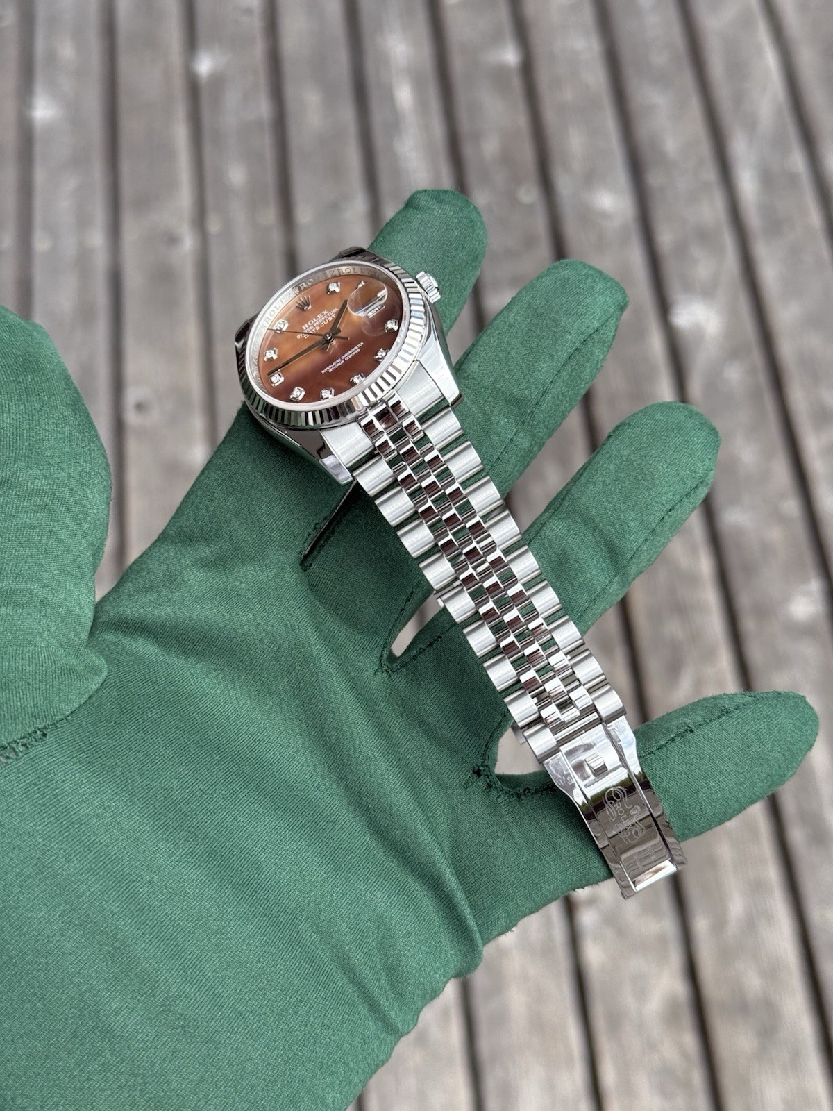 2011 Rolex Datejust 36mm Steel Jubilee Factory Diamond Tahitian MOP Dial 116234
