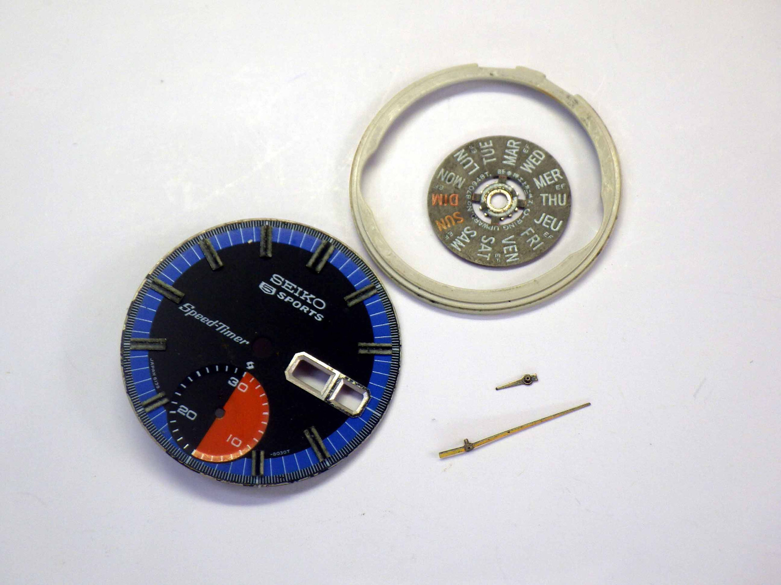 SEIKO Speed Timer 6139 Dial Case Watch for part repair Back cover is missing #35