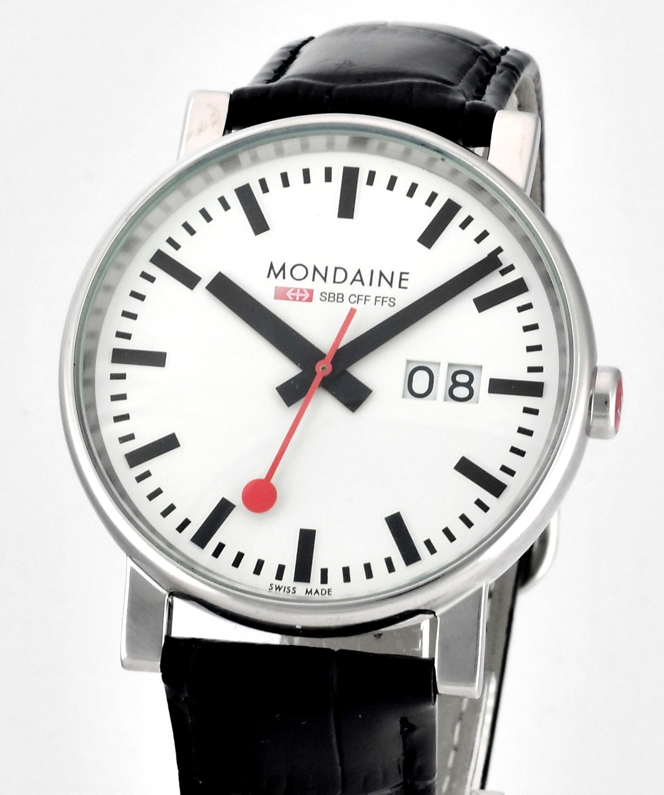 Vintage MONDAINE Classic Day Date Stainless Steel Mens Wrist Watch – SBB CFF FFS