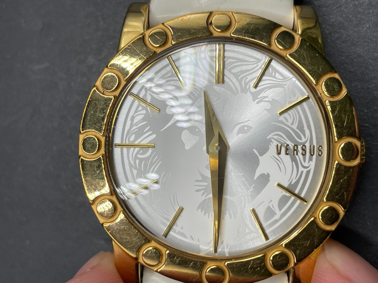 Versus by Versace SF703 0014 Ladies MIAMI Golden Stainless White Leather Watch