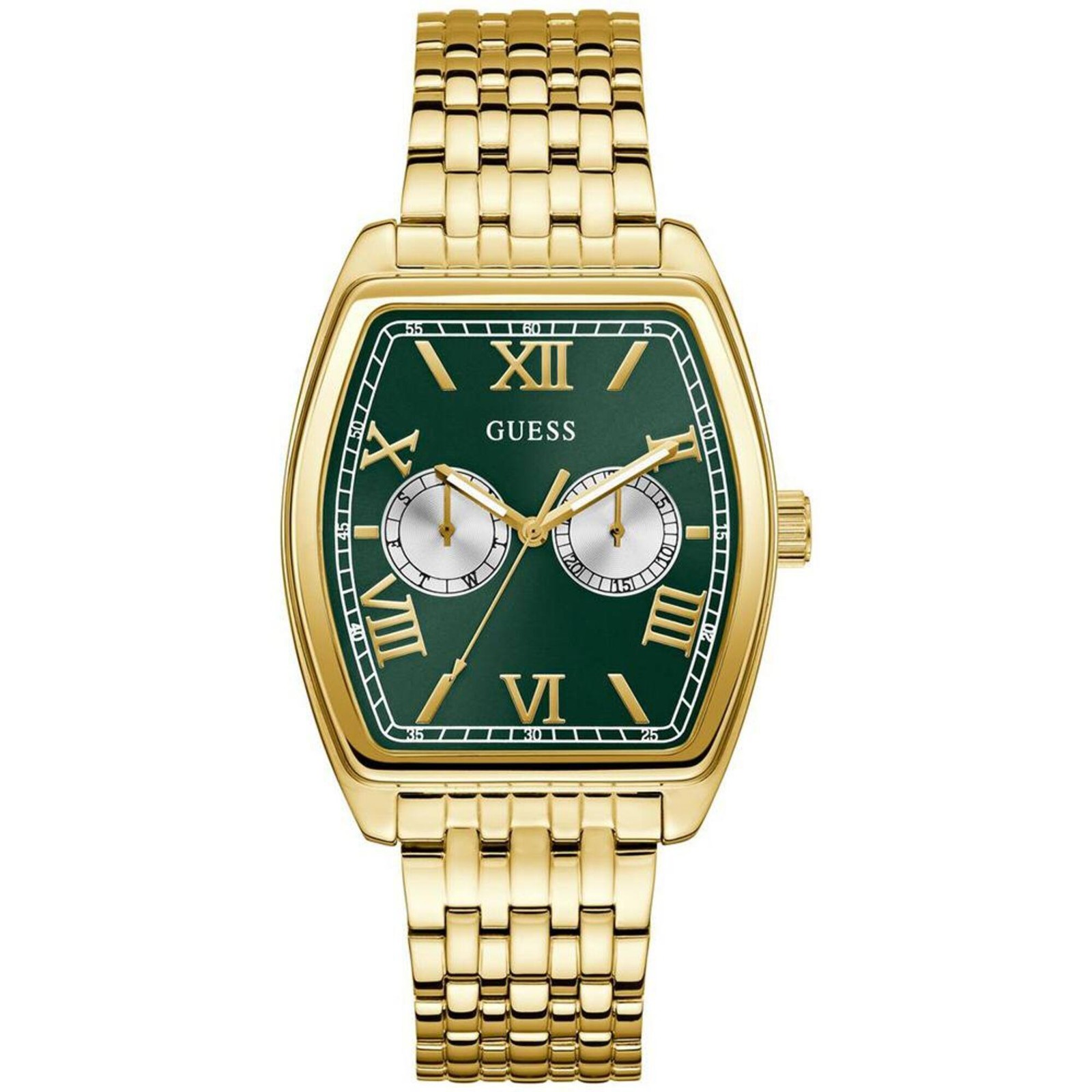 Guess Men’s Watch Quartz Green and Silver Dial Yellow Gold Bracelet GW0975G2