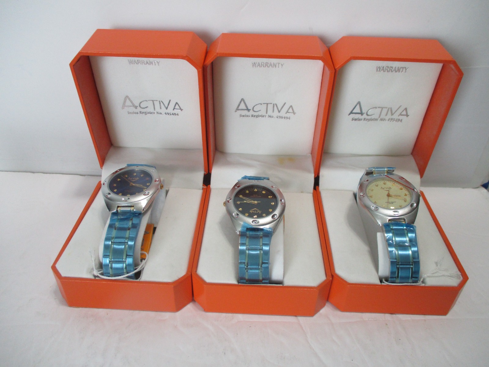 Activa 3 watch set, 495494, white, blue, black, brand new with new batteries