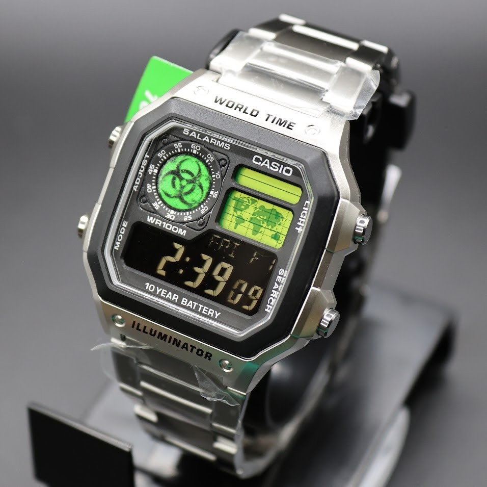 Radioactive | CASIO AE-1200WHD. Royale World Time Watch Mod. Negative Display
