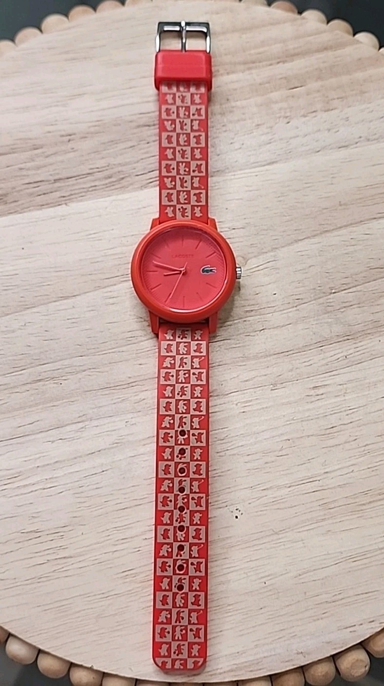 Lacoste Women’s 12.12 Chinese New Year Red Silicone Strap Watch 36mm Tan Logo