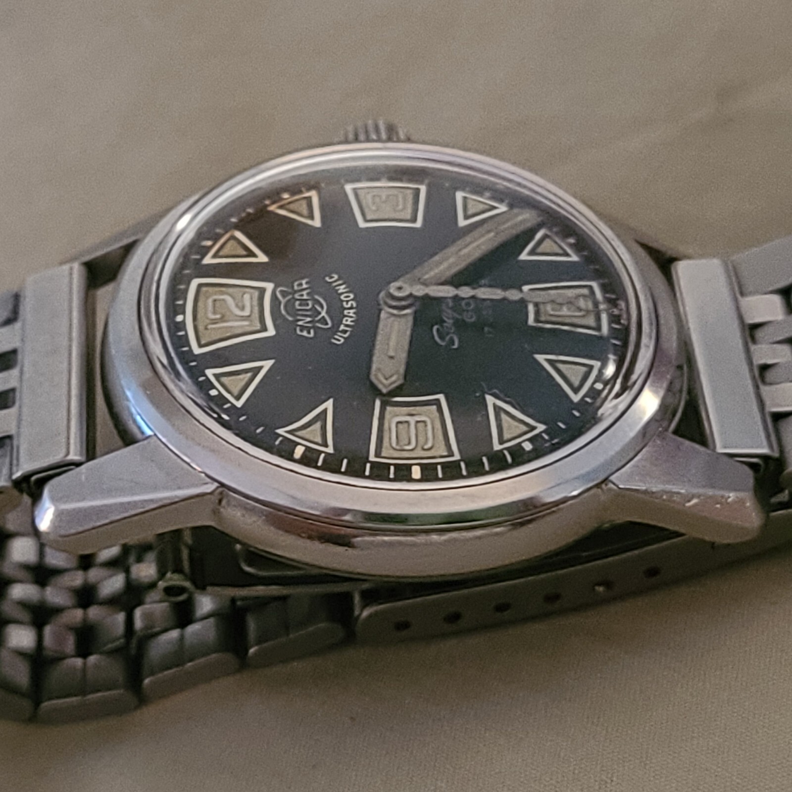 Vintage Enicar Sea Pearl 600 Dive Watch super Compressor EPSA case ultrasonic