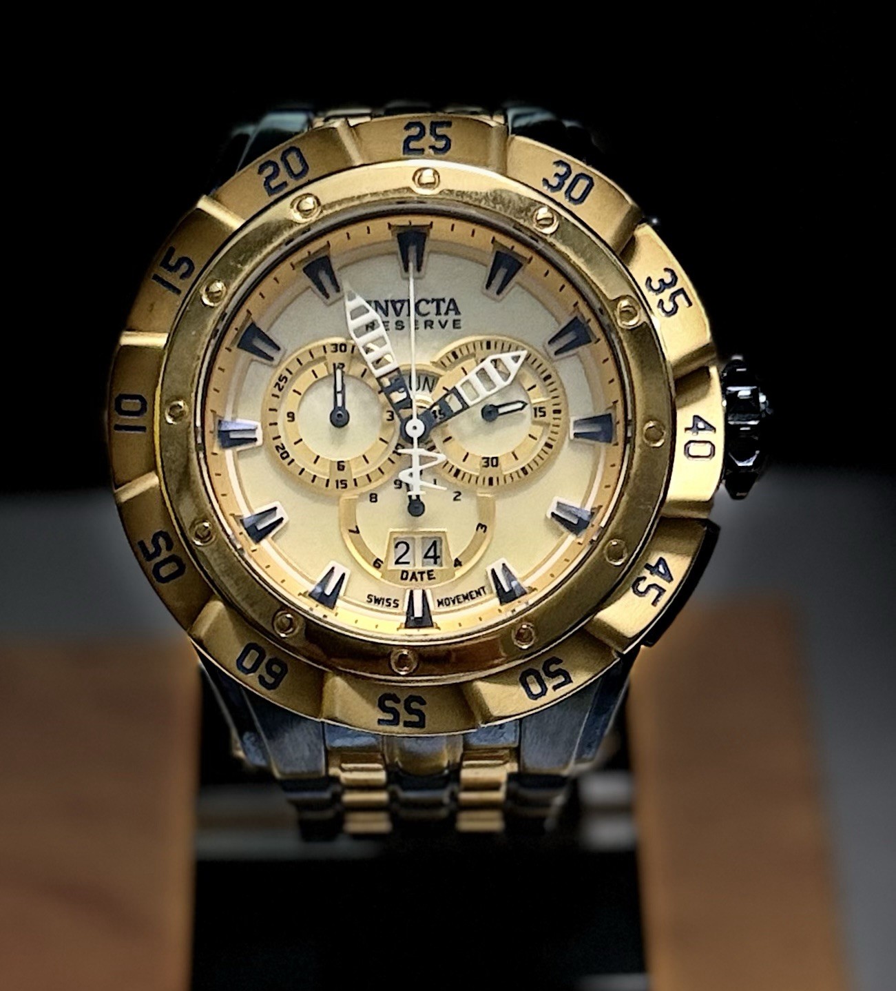 Invicta Ripsaw Reserve Swiss Ronda Men’s Watch 54mm, Blue/Gold MOP CHRONO 38799