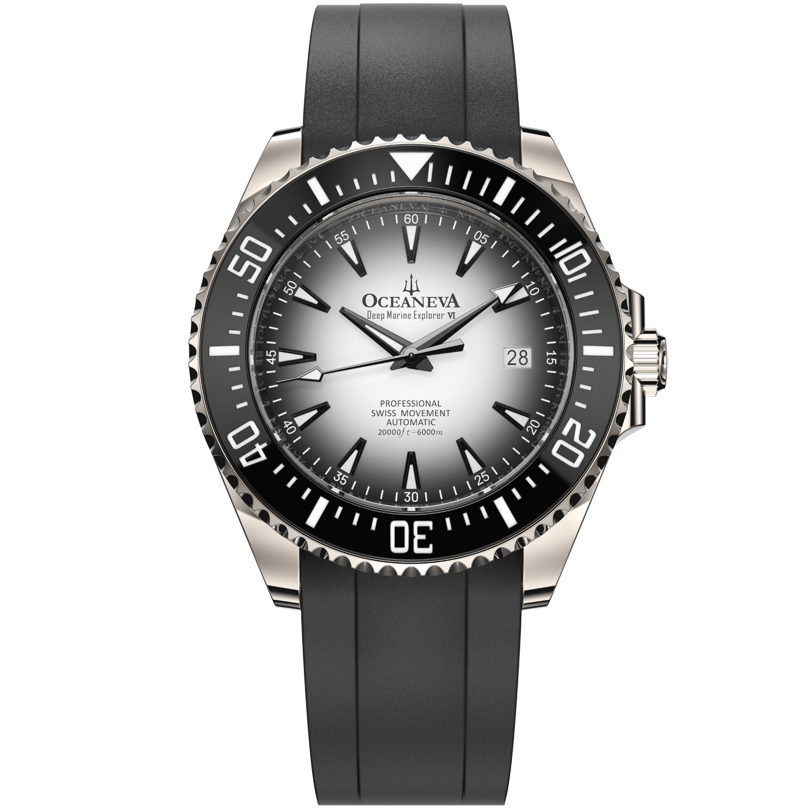 Oceaneva Deep Explorer VI 6000m Automatic Watch Grade 5 Titanium White Burst