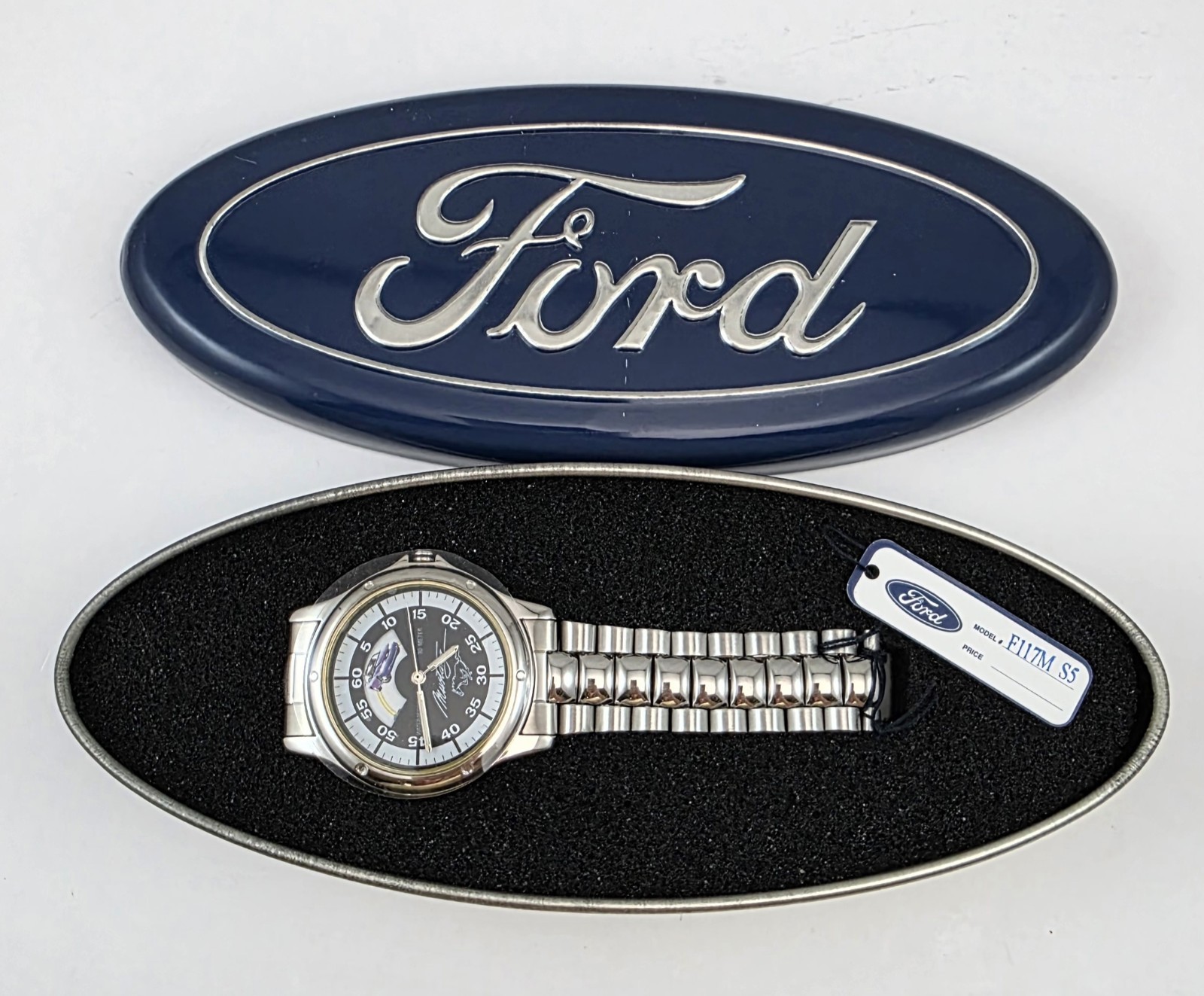 Vtg Rare Triple Animated Ford Mustang Watch F117M S5-3 Rotating Cars-Please READ