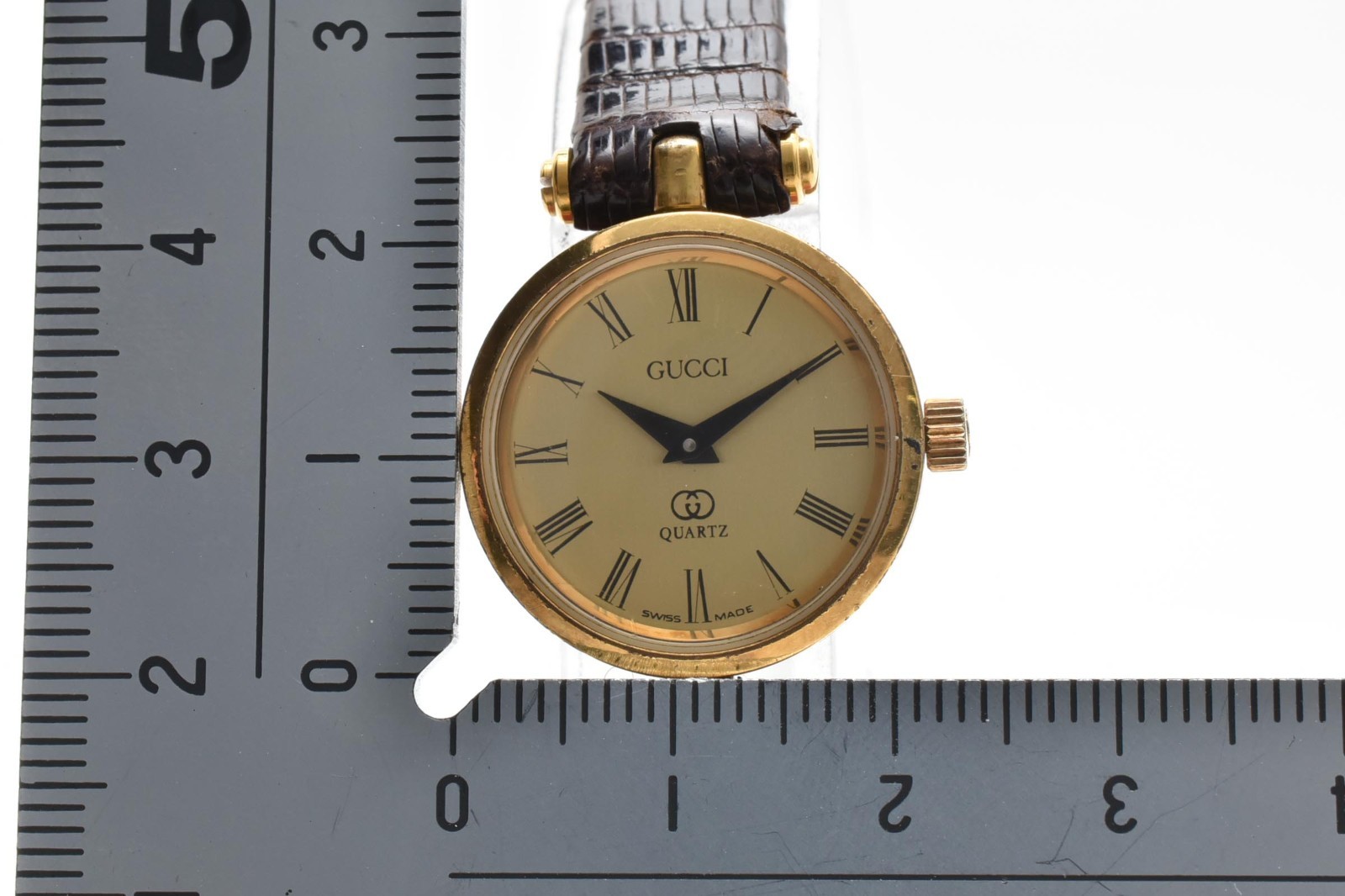 [EXC+5] GUCCI 2000L Sherry Line Gold Ivory Qz Womens Watch JAPAN