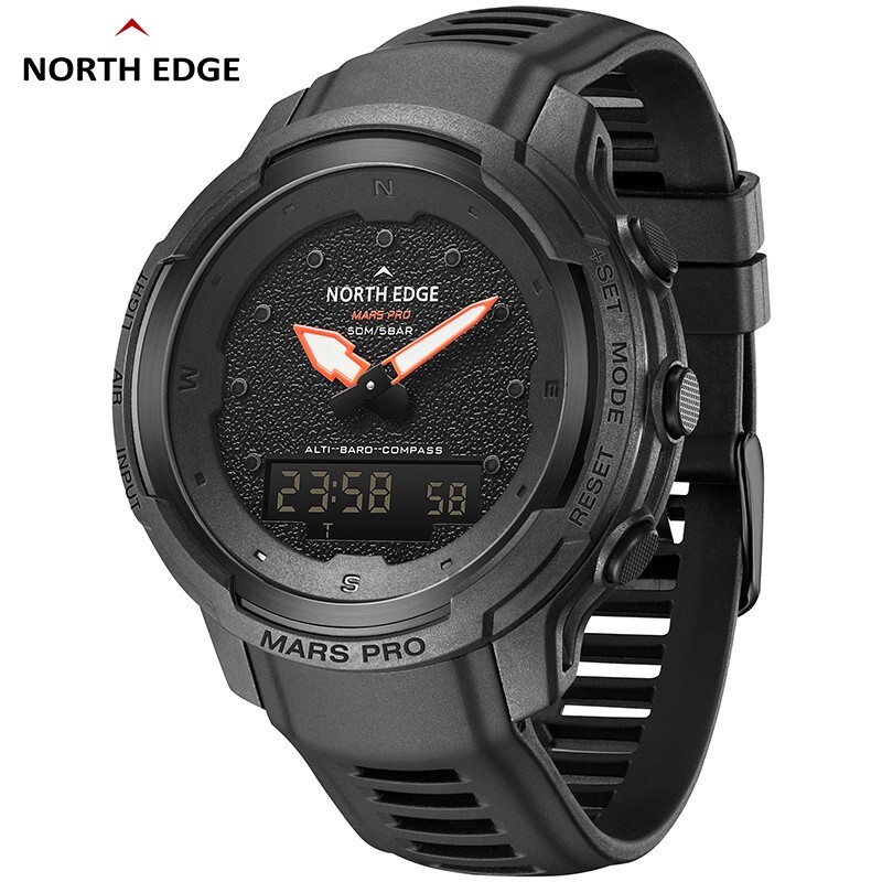 NORTH EDGE Mars Pro Men’s Watch Carbon Fiber Case Outdoor Sport Watch Waterproof