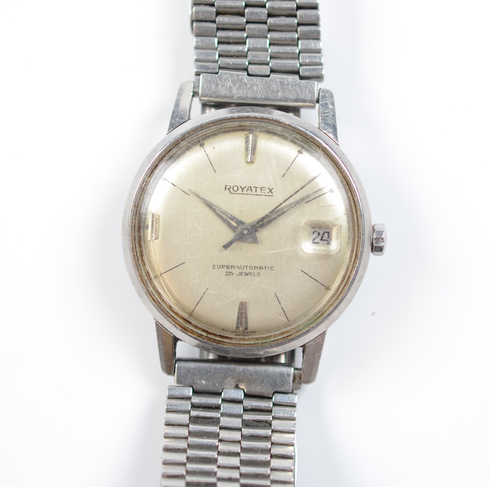 Vintage Royatex Superautomatic 25 Jewels Swiss Made Men’s Watch Date – RUNS