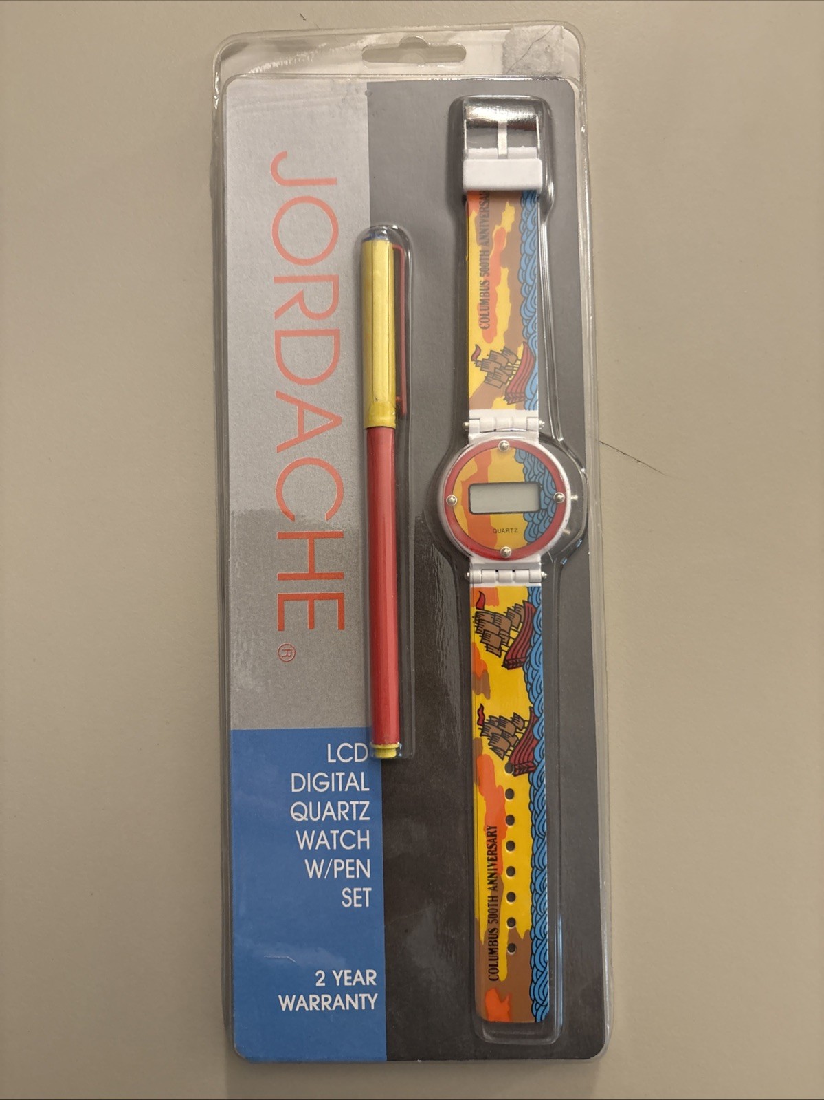 Vtg Jordache Moulin Rouge LCD Digital Quartz Watch and Pen Set MIP New 80s 90s