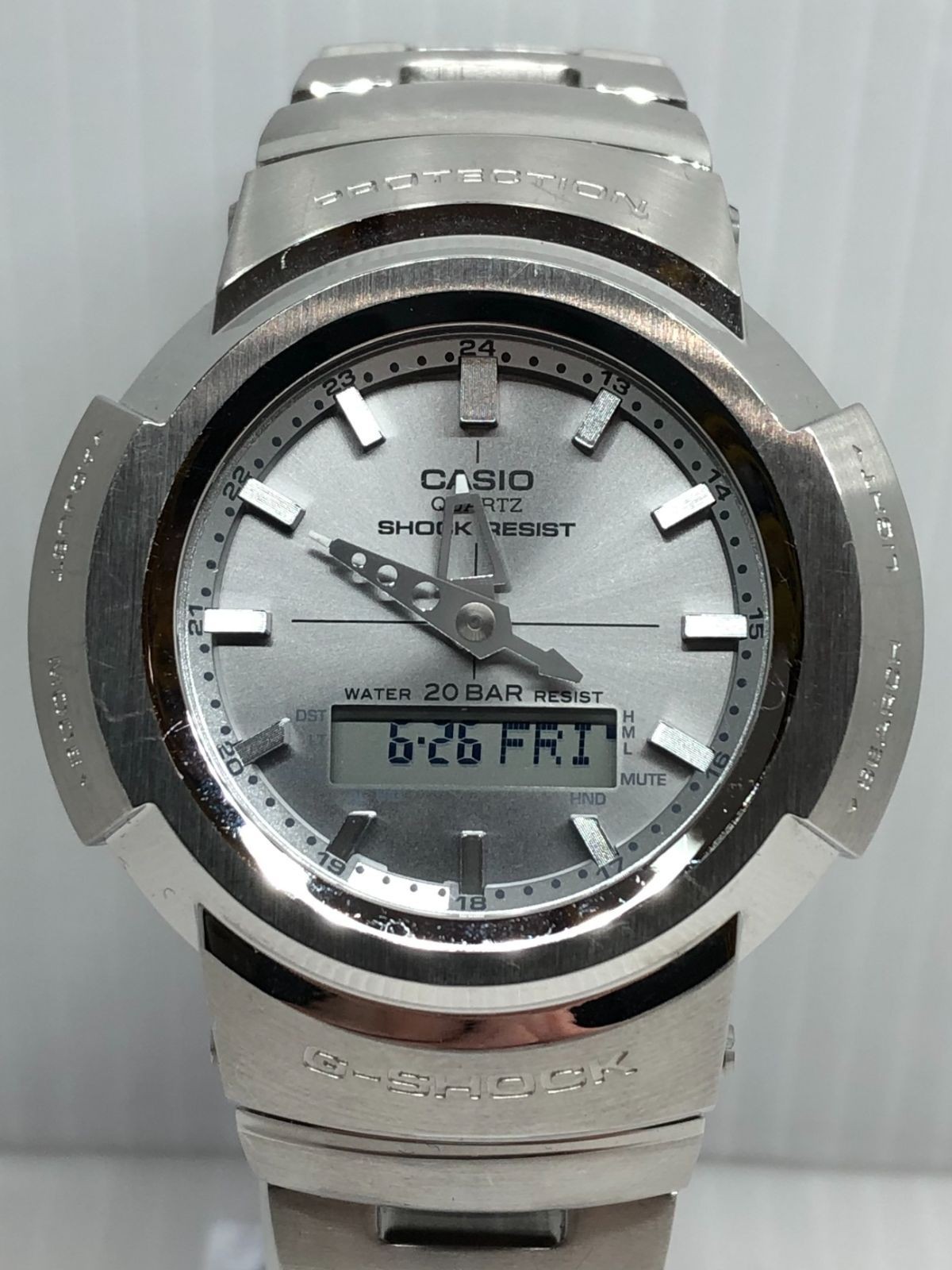 CASIO G-SHOCK AWM-500D-1A8JF Silver Digital Analog Watch Used Japan