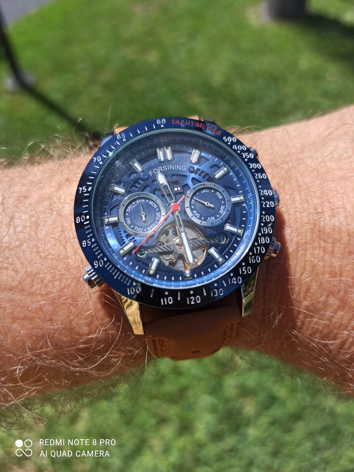 Big Tourbillion Self Winding Sport Watch. Day Month Date Waterproof Mens Watch