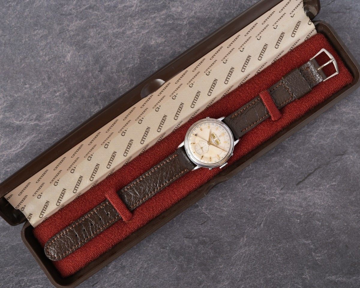 1950s Citizen Triple Calendar Ref.1505 Cal.59 Manual Wind Vintage Watch Box