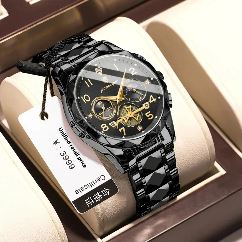 POEDAGAR Men’s Luminous Waterproof Quartz Watch – Stylish Design