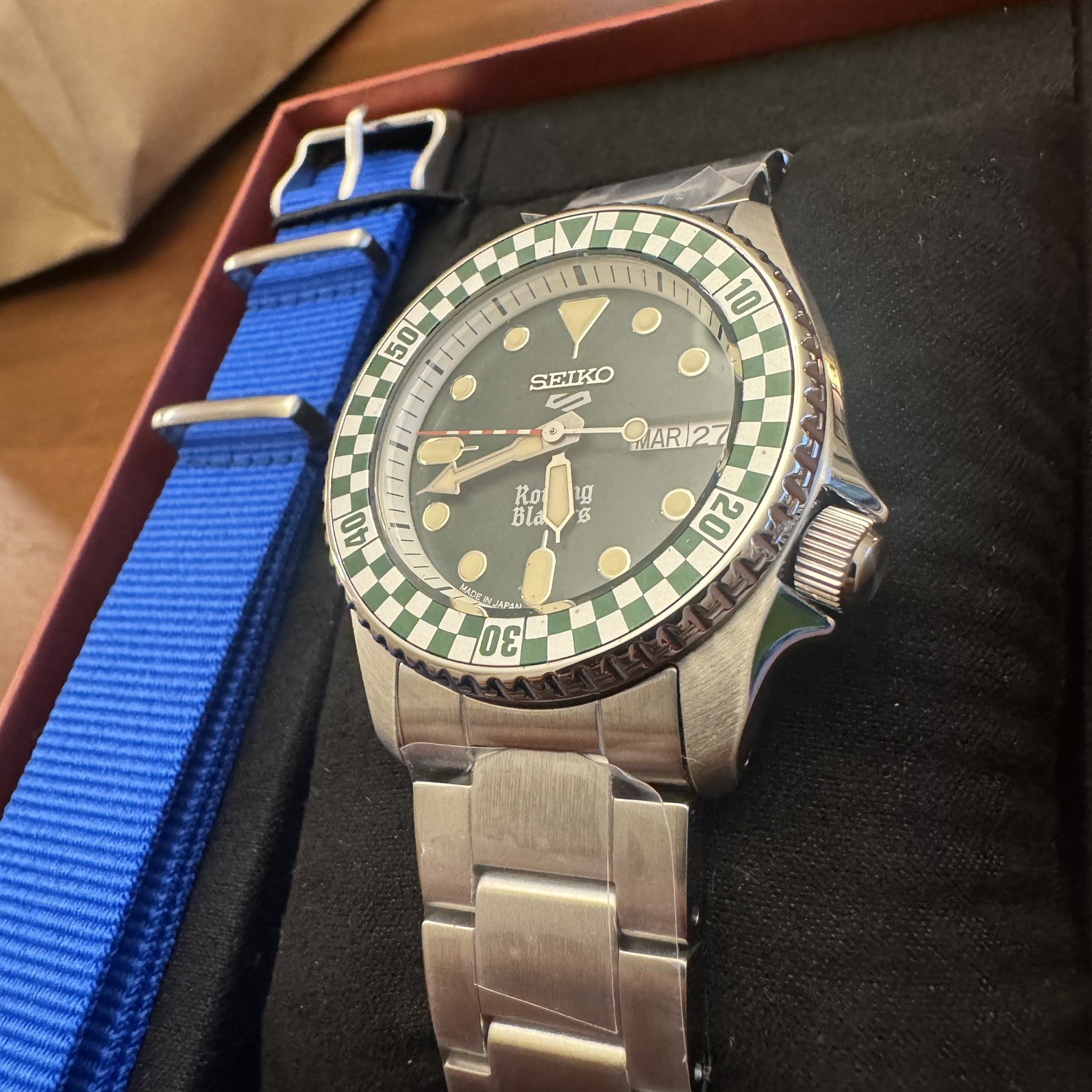 Seiko 5 X Rowing Blazers X Wind Vintage Rally – Green 38mm – SRPM21 – In Hand