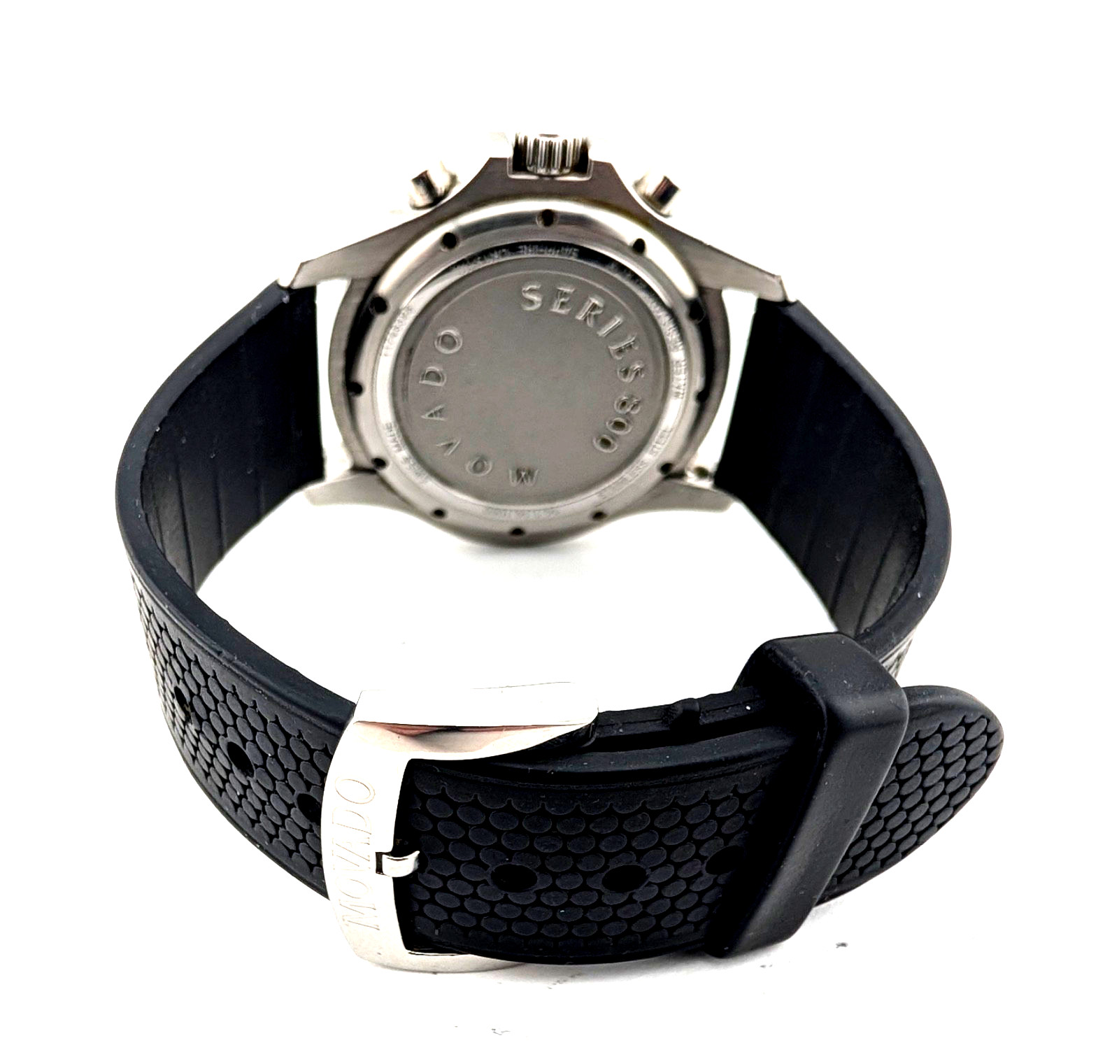 Movado Men’s Series 800 Chronograph Watch~Black Dial/Blue Accents; #14.1.14.1060