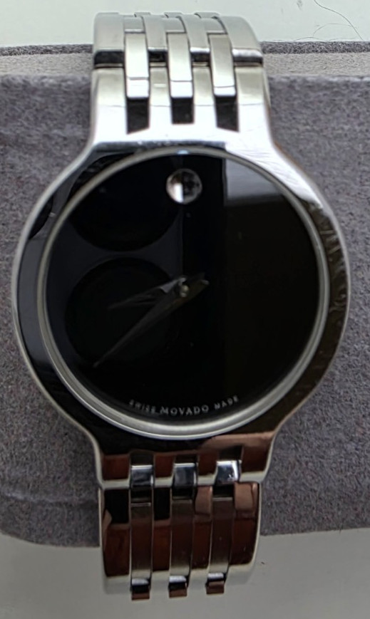 VINTAGE MOVADO Esperanza 28mm Silver Stainless Steel Case, Black Dial, Runs Fine