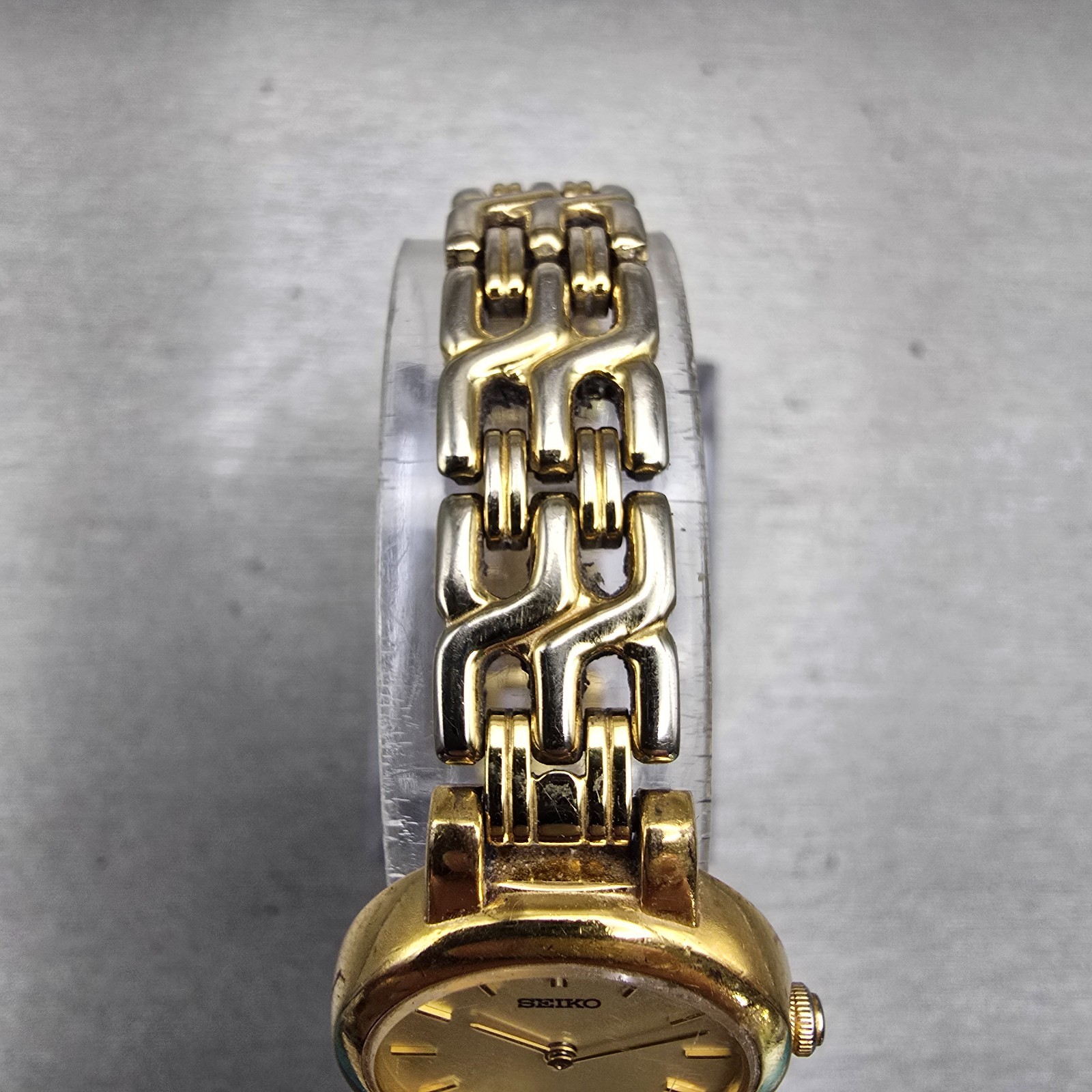 Seiko Watch Women 21mm Champagne Dial Gold Tone Round 1N00-1E09 New Battery VTG