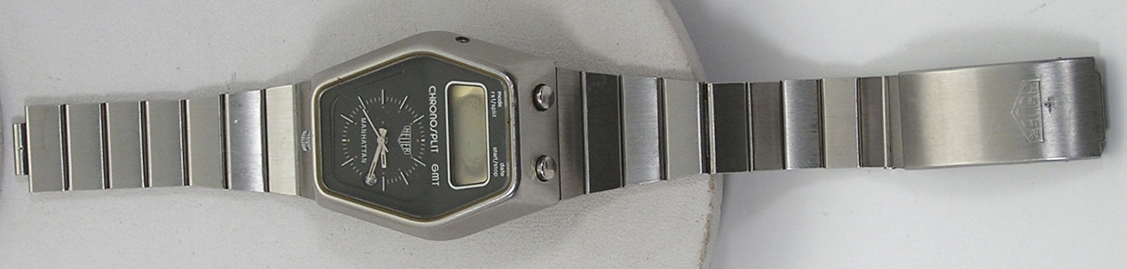 Rare Heuer Leonidas LCD Analog GMT Chronosplit Manhattan Stainless Watch Repair