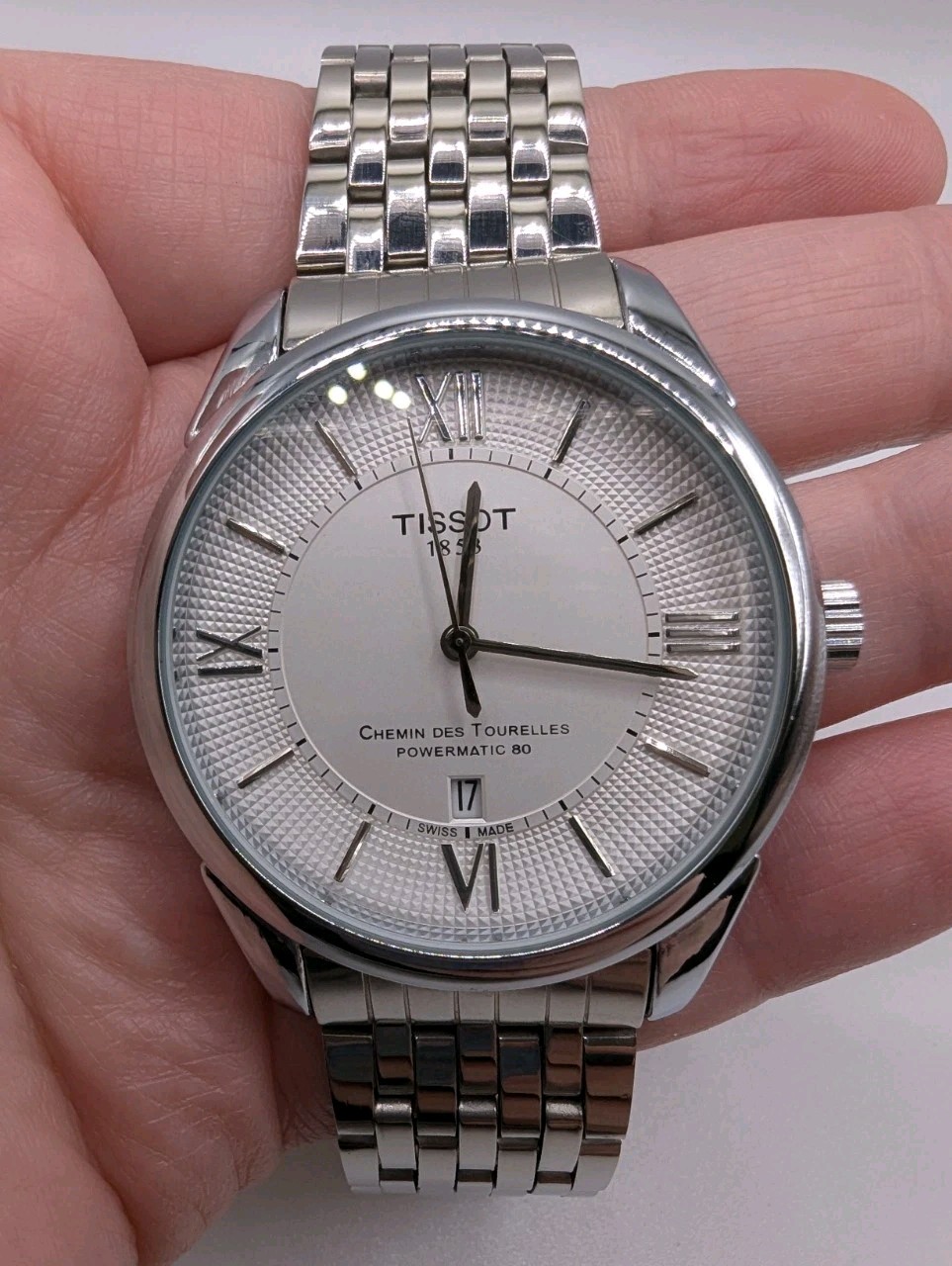 TISSOT CHEMIN DES TOURELLES POWERMATIC 80 WATCH 8 1/2″ BAND With a LaLocle Back