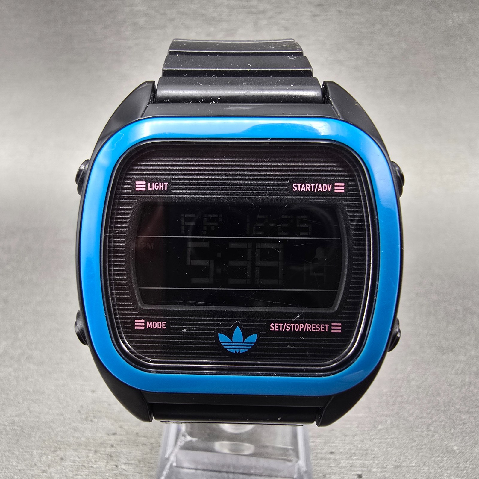 Adidas Sydney Watch Men 40mm Black Blue Alarm Chronograph ADH2885 New Battery