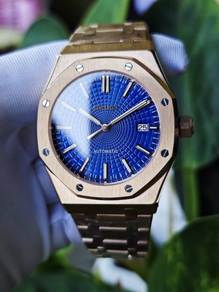 Seikmod royalblue Bronze | Blue Textured Dial | Sapphire | NH35 Automatic