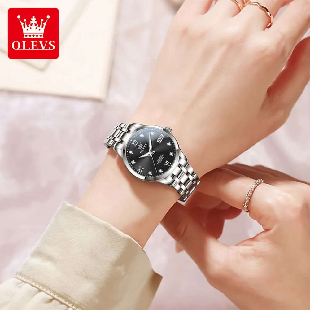 OLEVS Calendar Luminous Waterproof Diamond Women’s Automatic Mechanical Watch