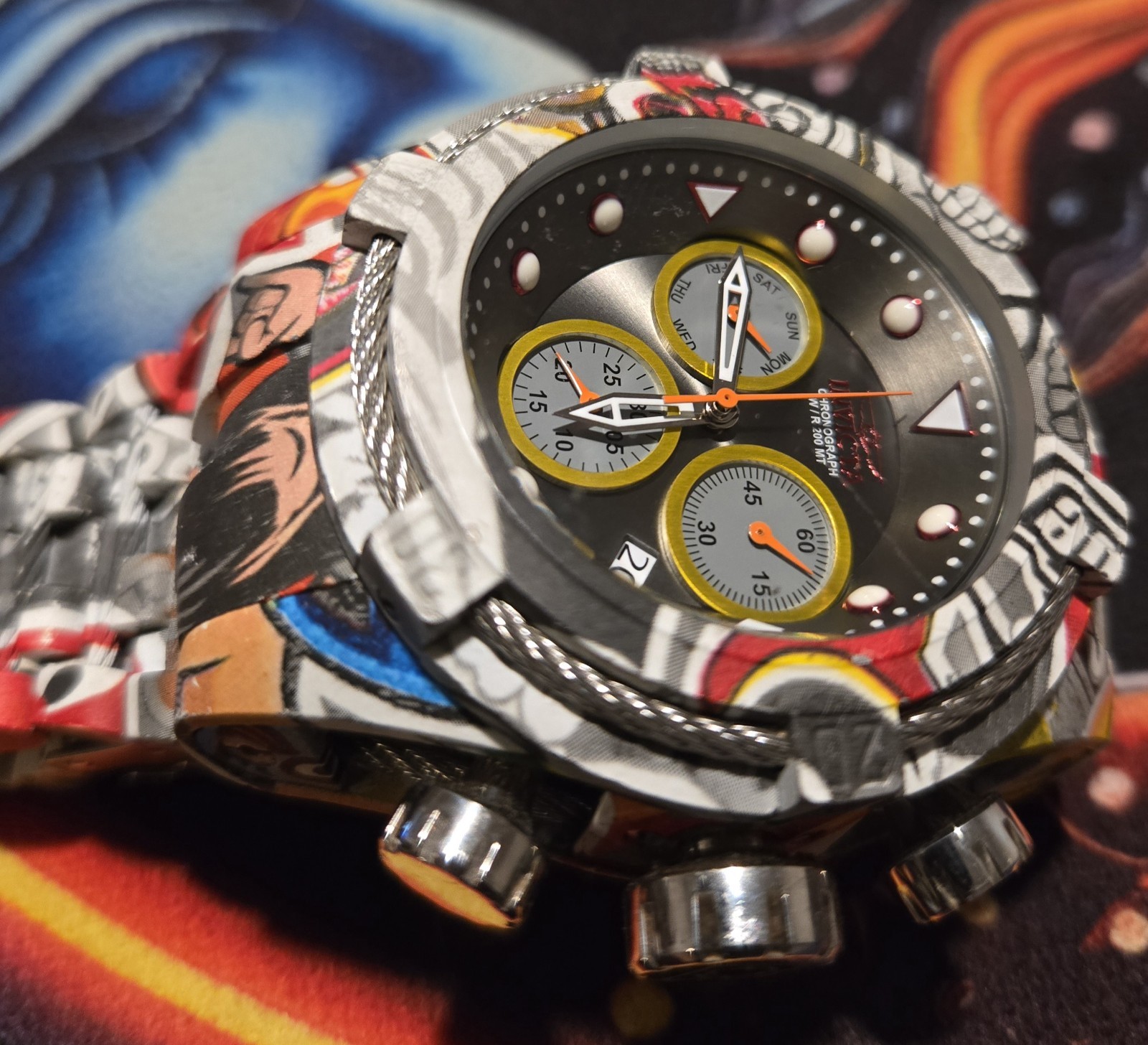 Invicta Bolt Men’s Quartz Chronograph Day/Date Black/Silver/Yellow 52mm+ 200m