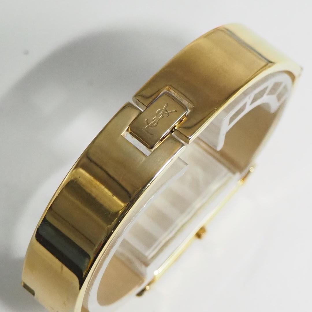Yves Saint Laurent Square Bangle Quartz Watch Gold 30mm Wrist 16cm 6.3in Running