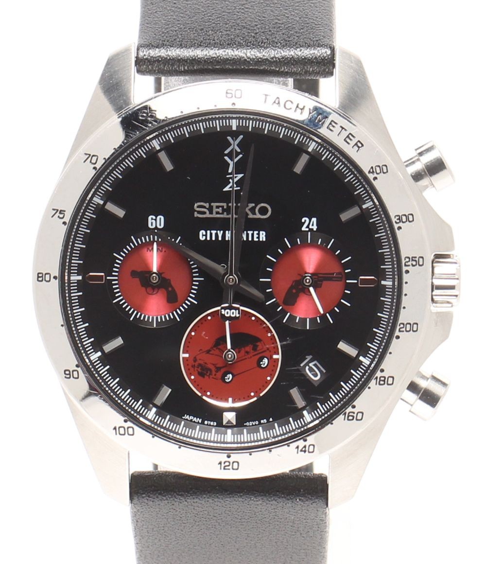 Seiko Watch City Hunter 8T63 02P0 Quartz Black Men’s SEIKO