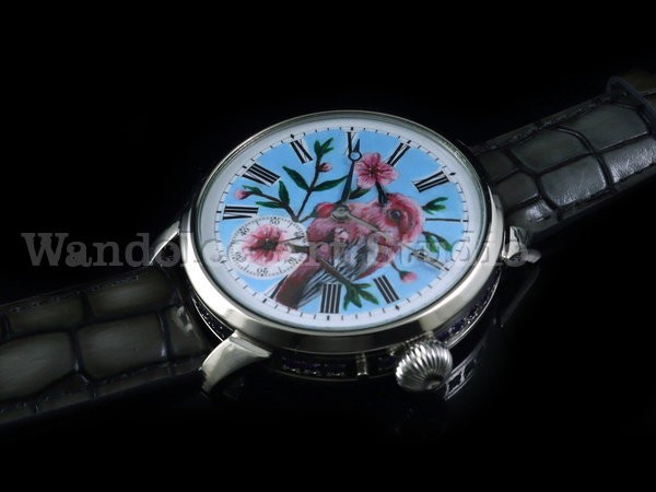 Vintage Mens Wristwatch: Hand Painted Dial, Jeweled Case, Swiss 1890 Movement