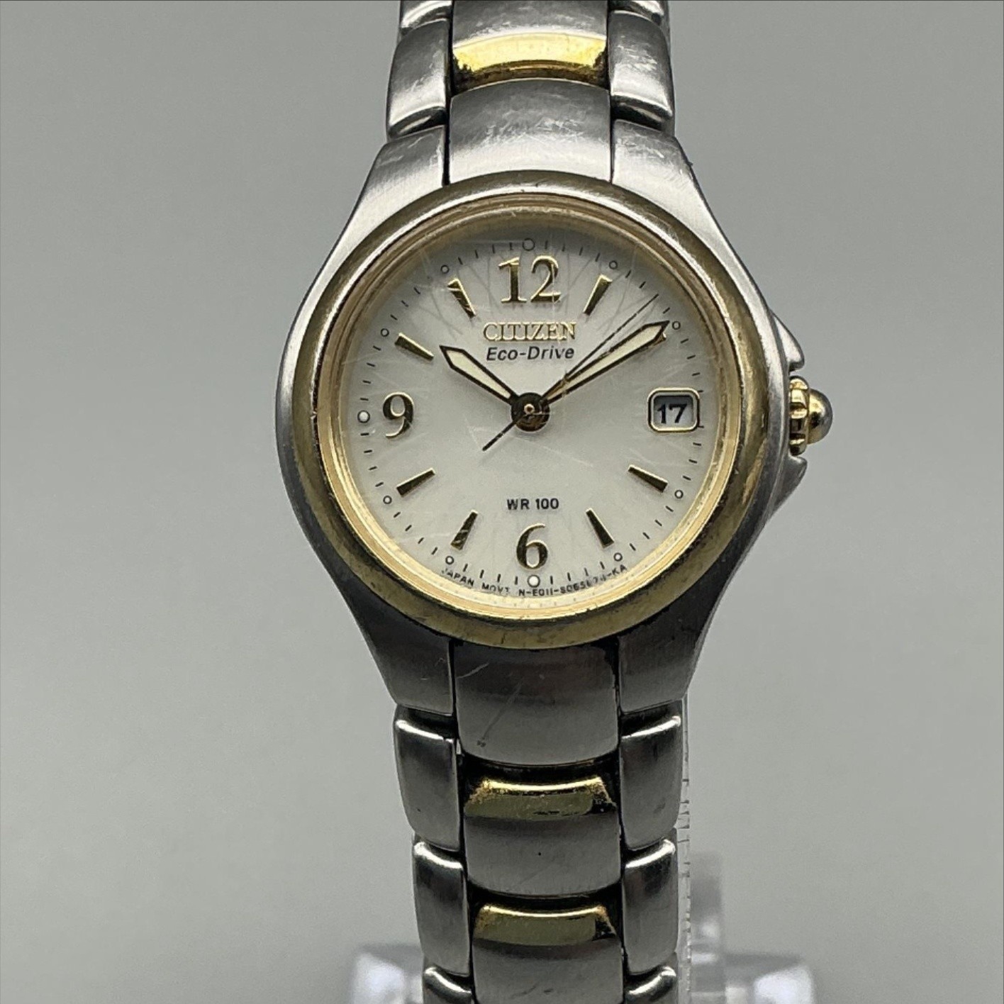 Citizen Eco-Drive Womens Watch 25mm White Dial Gold Silver Two Tone WR 100 6.75″