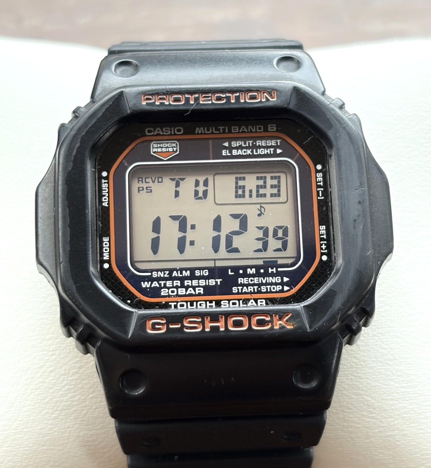 Casio G-Shock GW-M5610 Tough Solar Multi Band 6 Digital Men’s Watch Orange Accen