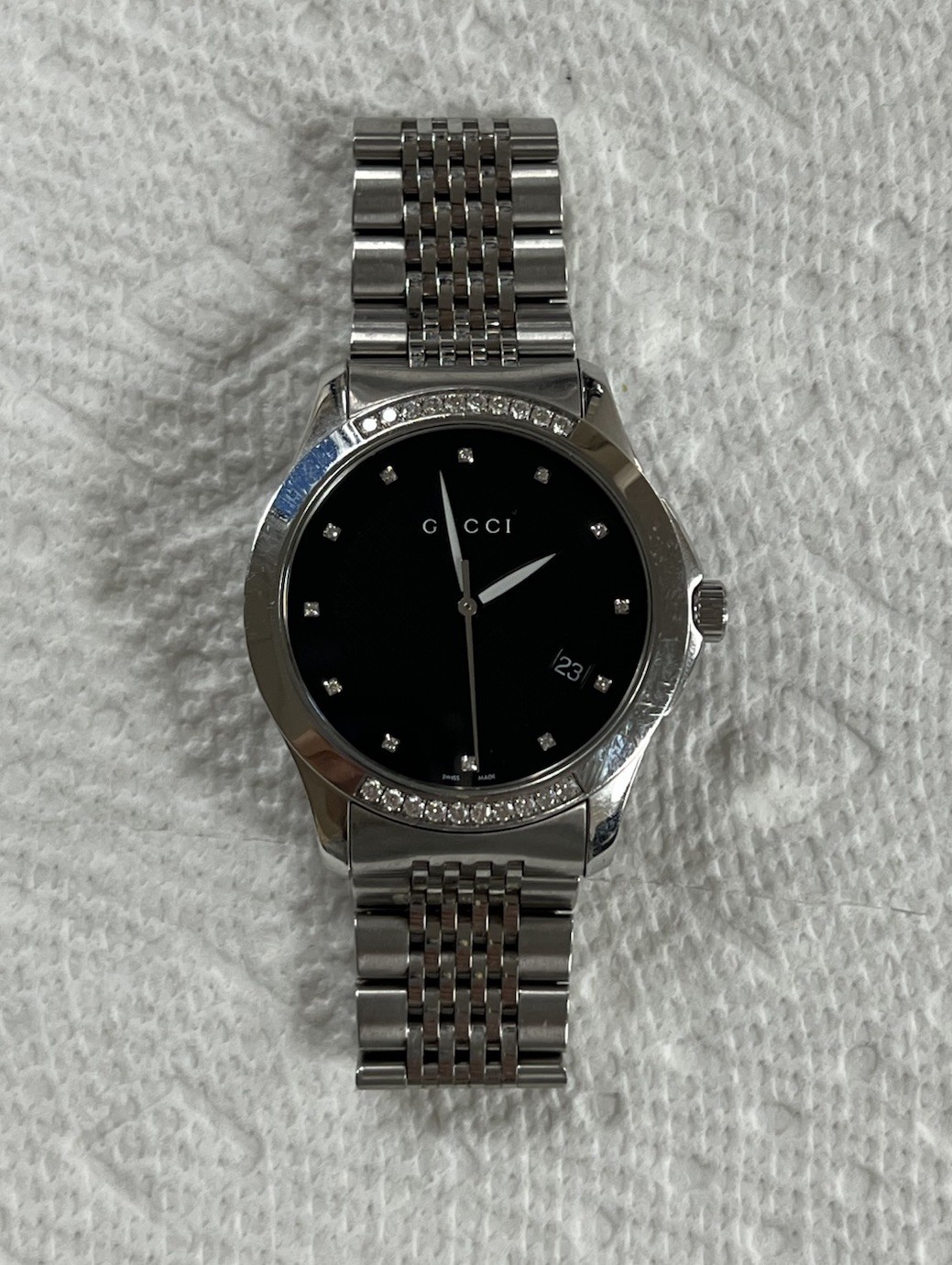 Gucci G-Timeless Silver Dial Steel Men’s Watch – YA126.4 Short Link WORKS