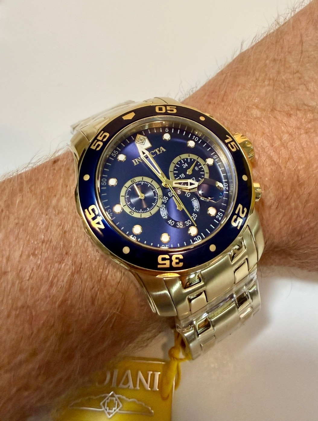 Invicta Pro Diver Scuba 48mm Gold Ion Plated Chronograph Quartz Watch 0073